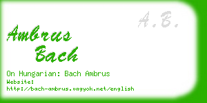 ambrus bach business card